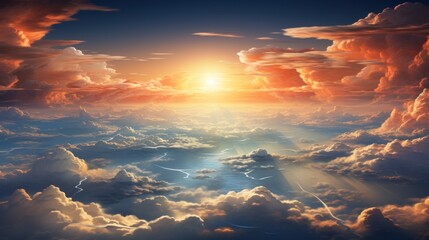 Wall Mural - Heavenly Sunset Above the Clouds