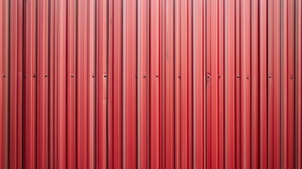 Wall Mural - Close-up of Red Corrugated Metal Sheet with Screws