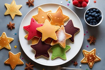 Wall Mural - Vibrant Star Pancakes for Festive Celebrations and Tasty Breakfasts