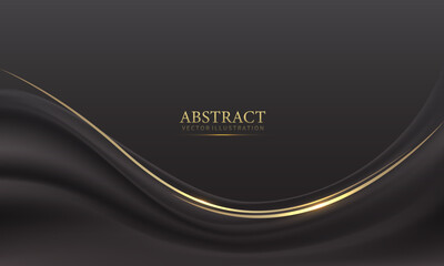 Wall Mural - Abstract black gold light luxury wave curve with blank space for text place design modern creative background vector