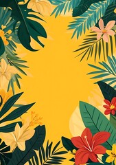 Poster - Tropical Floral Border Frame Background Illustration