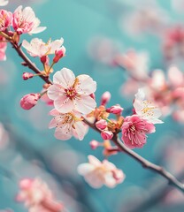 Canvas Print - Pink Cherry Blossom Flowers Branch Spring