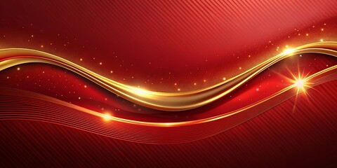 Red Luxury with Gold Detail. Curved Gold on Red Art. Elegant Gold Lines on Red. Luxury Gold Curves on Red. Red and Gold Art Design.