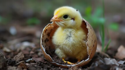 Adorable Baby Chick Hatching from Egg