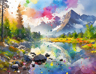 Wall Mural - Lively riparian landscape