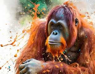 Poster - Lively orangutan