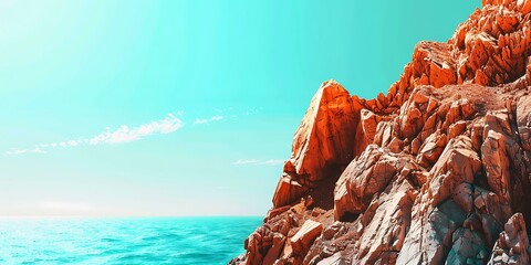 Wall Mural - Orange Cliff Overlooking the Ocean