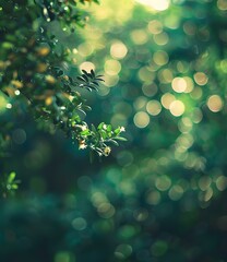 Poster - Green Leaves and Bokeh Background