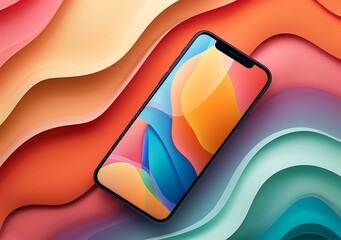 Wall Mural - Abstract Colorful Phone Background with Wavy Design