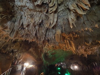 illuminated limestone cave