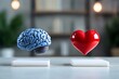 © Thanyarat - Minimalist brain and heart illustration, symbolizing the balance between logic and emotion in a clean, modern design