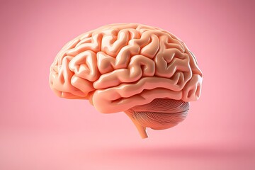 Poster - Minimalist human brain illustration, with clean lines and a soft gradient background for a simple, elegant look