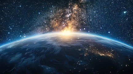 Aufkleber - Planet earth traveling through vast universe, stars, milky way.