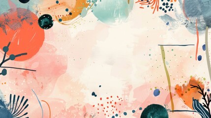 Wall Mural - Abstract Watercolor Painting with Organic Shapes and Splashes of Color