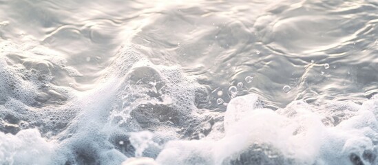 Wall Mural - Close-Up of Gentle Ocean Waves with Soft Sunlight Reflecting on the Water Surface