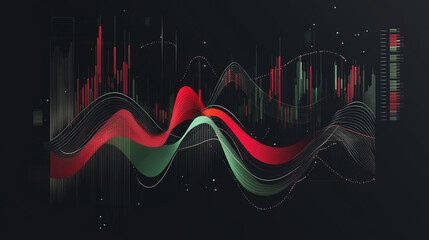 Abstract black background with Colorful charts and graphs with statistics to innovative analyze business potential and forecast future development of companies growth.