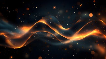 Wall Mural - Abstract Golden Wave with Bokeh Lights Background