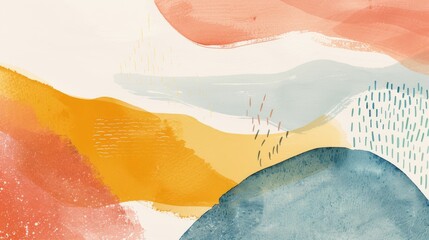 Wall Mural - Abstract Watercolor Painting with Organic Shapes and Hues