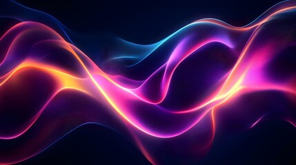 Wall Mural - Abstract Neon Wave Background, Futuristic Digital Art