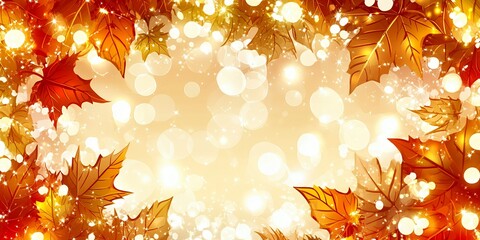 Poster - Autumn leaves with bokeh background