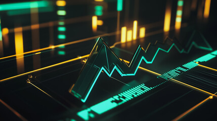 Abstract black background with Colorful charts and graphs with statistics to innovative analyze business potential and forecast future development of companies growth.