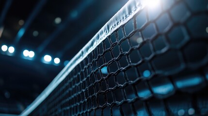 Tennis Net with Blurry Lights in Background