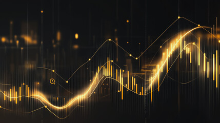 Abstract business black background with Colorful charts and graphs with statistics to innovative analyze business potential and forecast future development of companies growth.