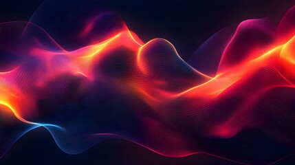 Wall Mural - Abstract Red and Blue Neon Waves Background