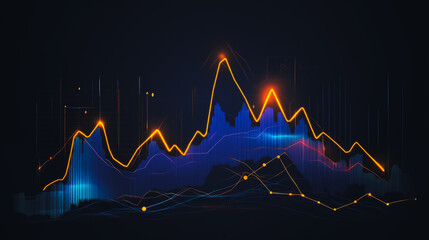 Abstract business black background with Colorful charts and graphs with statistics to innovative analyze business potential and forecast future development of companies growth.