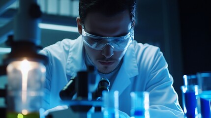 Scientist Examining Samples in a Laboratory Setting