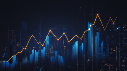 Abstract business black background with Colorful charts and graphs with statistics to innovative analyze business potential and forecast future development of companies growth.