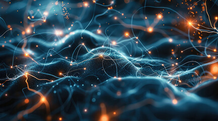 Aufkleber - A dynamic exploration of the human brain where neurons and synapses are visualized as glowing networks of light.