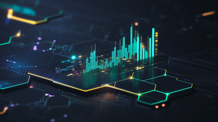 Abstract business black background with Colorful charts and graphs with statistics to innovative analyze business potential and forecast future development of companies growth.