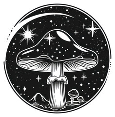 Wall Mural - png surreal aesthetic mushroom logo emblem symbol fungus.