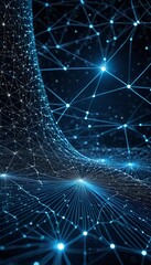 Wall Mural - global neurons computing technology particles system grid connections quantum background artificial 