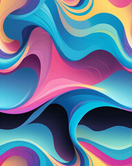 Wall Mural - Abstract waves in soothing hues seamless design pattern wallpaper