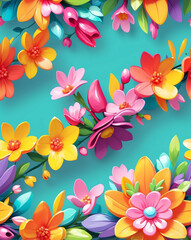 Canvas Print - Cheerful flower crowns and tiaras for spring festivals seamless design pattern