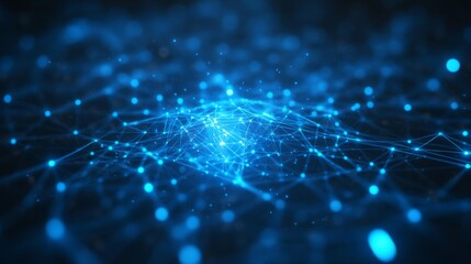 Abstract Digital Network Connection - Glowing Lines and Points