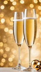 space festive sparkling background bokeh glasses champagne cards bokeh sparkling wine invitation bright background front horizontal celebrations tender gold gold cheers background gold champaign