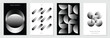 © TWINS DESIGN STUDIO - Abstract monochrome gradient poster background vector set. Modern cover template with black and white perspective geometric prism shapes. Ideal design for social media, banner, ads.