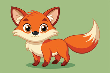 Sticker - A cute cartoon fox with bright orange fur smiles while standing on a lush green background, a cartoon character Charming fox