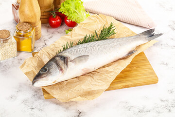 Sticker - Raw seabass fish for cooking