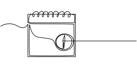 Wall Mural - Calendar icon line continuous drawing vector. One line Calendar icon vector background. A calendar with a check mark icon. Continuous outline of a calendar icon, Continuous one single line drawing