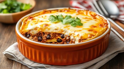 Wall Mural - Delicious Cheesy Enchiladas in a Rustic Dish