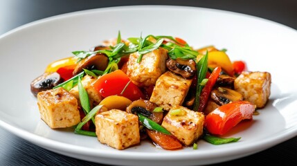 Wall Mural - Colorful Tofu Stir-Fry with Fresh Vegetables