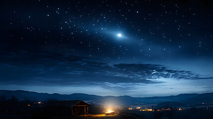 Wall Mural - christmas night. comet star in night starry sky of bethlehem. nativity scene. jesus christ birth. th