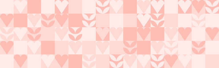 Wall Mural - seamless pink background for mother's day card template. trendy geometric shapes with circles, squar