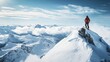 © Bernardo - Skier Standing on a Snowy Mountain Peak Overlooking Majestic Alpine Range