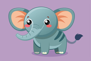 Poster - The adorable elephant smiles sweetly, showcasing its charming features on a soft backdrop, a cartoon character Cute elephant