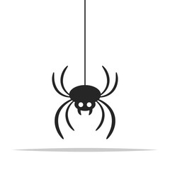 Sticker - Spooky hanging spider vector isolated illustration